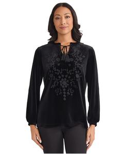 Женская вышитая блузка с длинными рукавами Jones New York, Jones Black