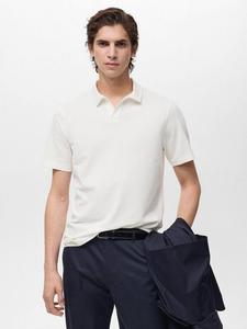 Футболка-поло Taga Regular Fit из хлопковой смеси с короткими рукавами Mango, Natural White