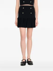 Плиссированная двубортная юбка SANDRO, черный