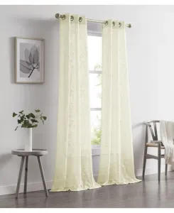 Комплект оконных штор Rita Linen Look 193 см Ш x 244 см Д с люверсами Dainty Home, желтый