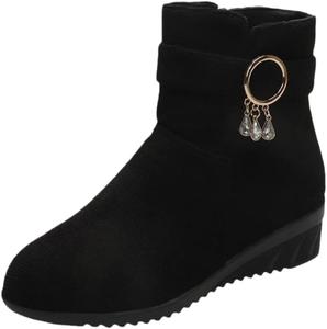 Женские модные ботильоны с круглым носком, платформой и боковой молнией. Комфортные и мягкие. Подходят для повседневной носки или осенне-зимнего сезона. SPKFHD, Black