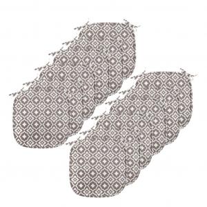 Винтажные подушки на обеденный стул ABAKUHAUS, восточный цветочный дизайн, декоративная водонепроницаемая подушка с ремнями для кухонных сидений, 40 см x 40 см — упаковка из 12 шт., серо-коричневый и белый, черный