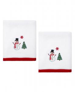Хлопковое полотенце для рук Зимний снеговик, 28 x 16 дюймов Avanti, White, Towel Sets