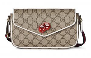 GUCCI Кожаная сумка через плечо с канвасом женская бежевая и черная