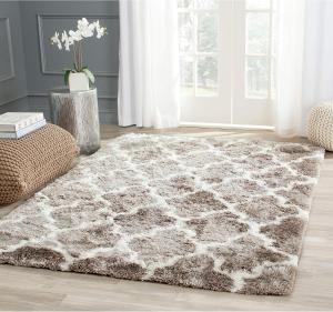 SAFAVIEH Barcelona Shag Collection ковер-дорожка 61 x 214 см,, Ivory & Silver, ручной работы с решетчатым узором, идеально подходит для помещений с высокой проходимостью в гостиной, спальне (BSG319A)