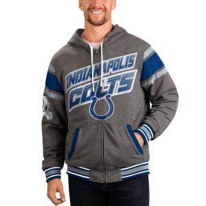 Мужская спортивная куртка Carl Banks Royal/Gray Indianapolis Colts Extreme с двусторонней толстовкой на спине и молнией во всю спину G-III