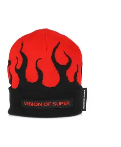 Шапка «Красное пламя» черно-красная Vision Of Super, мультиколор