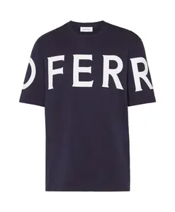 Темно-Синяя футболка с логотипом и круглым вырезом. Ferragamo, синий