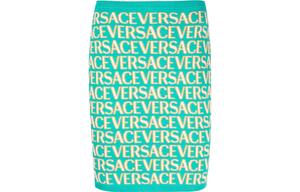 Мини-юбка Allover Logo Jacquard Knitted VERSACE, зеленый