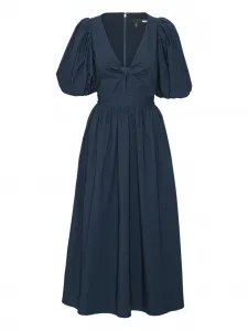 Платье миди с объемными рукавами ROTATE BIRGER CHRISTENSEN, синий