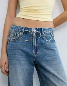 Серый металлический ремень с большими овалами Stradivarius