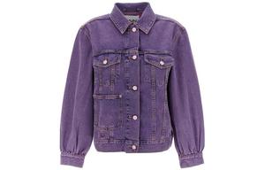 GANNI Отбеленная джимсовая куртка на пуговицах, фиолетовая