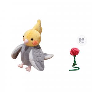 Кукла-перчатка в виде попугая, плюшевая игрушка, высота 20 см XUANBEIBEI, серый/розовый