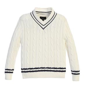 Детский свитер вязанной вязки Gioberti из 100% хлопка с v-образным вырезом, кремовый