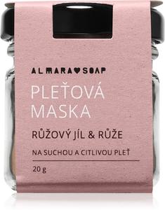 Успокаивающая маска для лица с розовой глиной и розой для очень сухой и чувствительной кожи Almara Soap, 20 гр