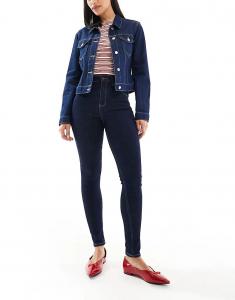 Джинсы-скинни Bershka с супер высокой талией синего цвета