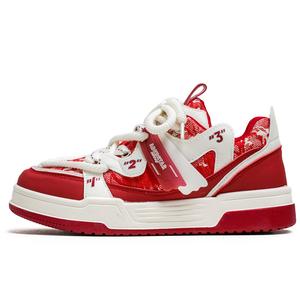 Magelly Амортизирующие износостойкие легкие низкие скейтерские кроссовки мужские бело-красные, цвет White Red