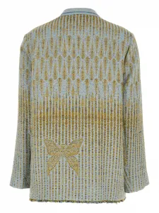 Узорчатый блейзер с бахромой по подолу Forte Forte, желтый