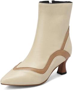 Женские винтажные ботильоны Aflngle на низком каблуке-стилетто, разноцветные, с змеиным принтом, боковой молнией, заостренным носком, Beige