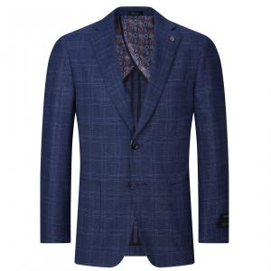 Tom Baine Мужская спортивная куртка из эластичного трикотажного материала в клетку, синий