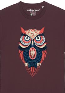 Футболка с принтом COLORFUL OWL watapparel, темно-красный