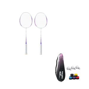 Ракетка для бадминтона Iron Alloy, контрольного типа, универсальная, для защиты, профессиональная, 3U/G5 DEERWAY, competition model[602 фиолетовый]double rackets