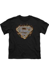 Футболка с коротким рукавом "Супермен: Стальной огненный щит" для детей Gildan, черный