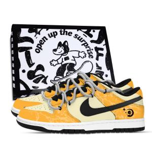 Nike Кроссовки для скейтбординга Dunk Xingyu Mystery Black низкие, устойчивые к истиранию, унисекс черный белый желтый