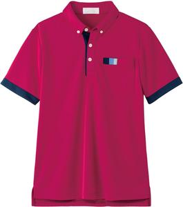 Рубашка-поло PROFeeling с коротким рукавом (унисекс) с боковыми карманами, прочная, влагоотводящая, быстросохнущая, с защитой от УФ-излучения, на пуговицах, для ухода за больными (AIK303), розовый