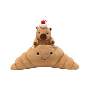 Милые игрушки капибара с десертом плюшевая кукла высота 20см DUOAI