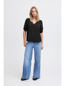 Блузка с короткими рукавами IHMAIN Regular Fit, цвет черный ICHI