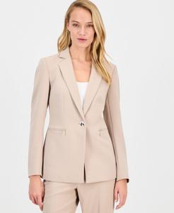 Женская куртка с воротником-стойкой и одной пуговицей Anne Klein, Latte