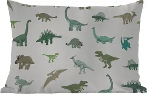 Подушка для улицы - Динозавр - Зеленый - Для мальчиков - Коричневый - Детский - Узор - 60 x 40 см - Водонепроницаемая - Подушка для отдыха - Декоративная подушка - Подушка для дома MuchoWow