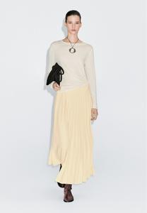 Юбка Massimo Dutti MIDI WITH PLANK DETAIL , Light Yellow