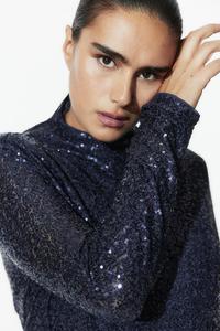 Рубашка с пайетками и водолазкой H&M, синий