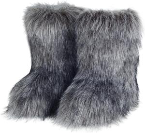 Женские зимние ботинки ZQW с термо-подкладкой из искусственного меха, толстая подошва, ботинки до середины голени для улицы, стиль Y2K, Deep Grey