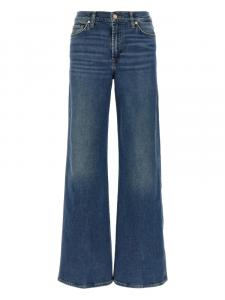 Джинсы широкого кроя с эффектом потертости 7 For All Mankind, синий