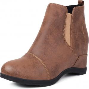 Женские ботильоны на танкетке Betastella с платформой, из искусственной замши, на высоком каблуке, с молнией, Pu Brown