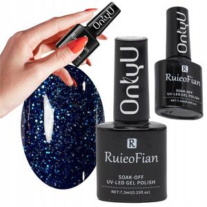 БЛЕСТЯЩИЙ ТЕМНО-СИНИЙ ГИБРИДНЫЙ ЛАК ДЛЯ НОГТЕЙ С ГЛЯНЦЕВЫМ УФ-ЛАКОМ/L132 OnlyU