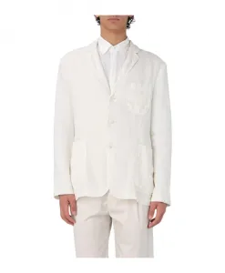 Белый льняной блейзер, классический крой. Aspesi, белый
