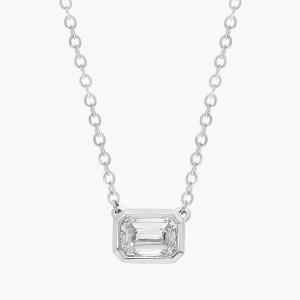 Подвеска East West с бриллиантами изумрудной огранки в платине (1/2 карата, Tw. - HI / SI1-SI2) Blue Nile