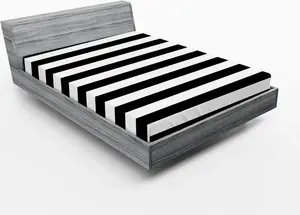 Простыня на резинке ABAKUHAUS в полоску, рисунок в классическую однотонную полоску с симметричными горизонтальными линиями, 120 x 190 см, цвет: темно-серый и белый Abakuhaus