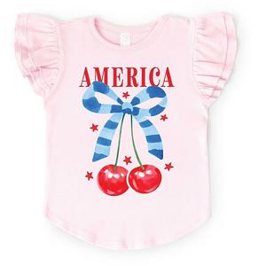 Футболка с рукавами-фонариками Coquette America Cherries The Juniper Shop, Ballerina