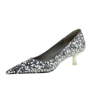 Женские туфли на тонком каблуке и высоком каблуке Bamiti, Silver