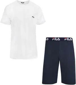 Fila Пижама (2 шт.), брюки с эластичным поясом с логотипом и рубашка с короткими рукавами, белый