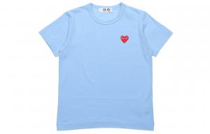 Футболка Comme Des Garcons Play Pastelle Red Emblem Blue CDG Play