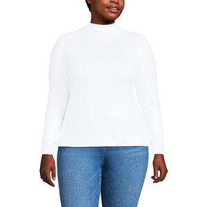 Топ с длинными рукавами и воротником-стойкой Plus size Lands' End, Crisp White