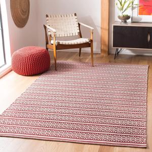 Ковер SAFAVIEH, 153 x 244 см, Montauk Collection, Ivory & Red, ручной работы, плоское плетение, бохо-ферма, хлопок, идеален для помещений с высокой проходимостью в гостиной, спальне (MTK341C)