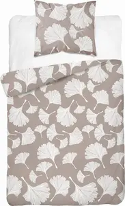 Постельное белье из хлопка 140x200 Цветы Листья Бежевый Detexpol