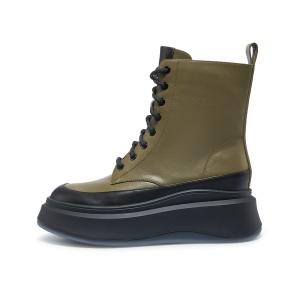 HARSON Короткие женские ботинки мартин до середины икры в цвете оливковое масло/черный, цвет Olive Oil Green/Black